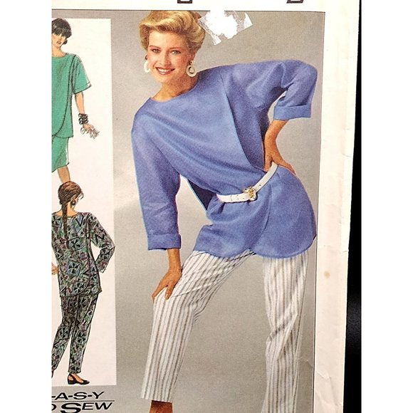 Pattern Simplicity 7383 Easy Sew Pull Over Tunic Skirt Pants 12,14,16 1986 Uncut - Picture 5 of 10
